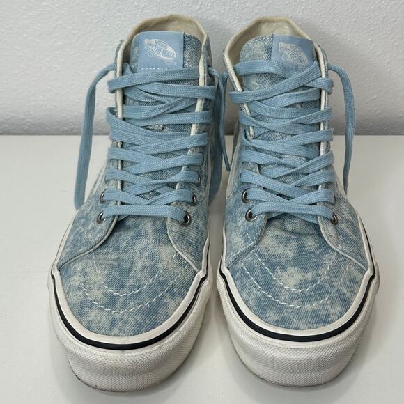 Vans Washed Blue White Sk8-Hi Taper Denim Winter Sky Skate Shoes 8 - Picture 8 of 15